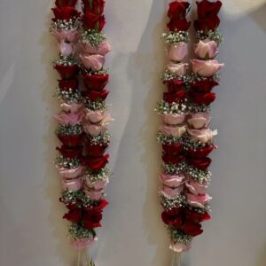 Wedding Varmala - Red & Light Pink Rose