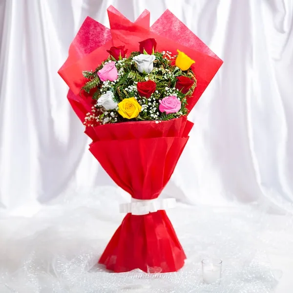 10 mixed roses bouquet 10 mixed roses bouquet