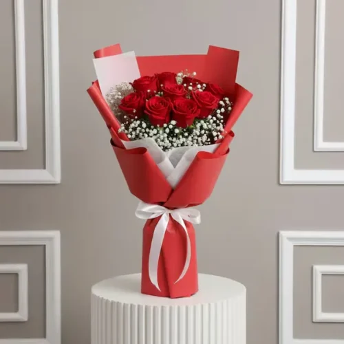 10 red roses bouquet
