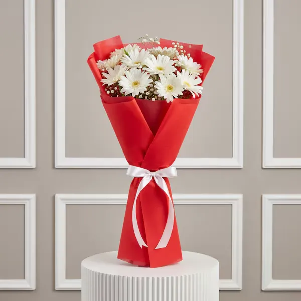10 white gerbera flowers bouquet 10 white gerbera flowers bouquet