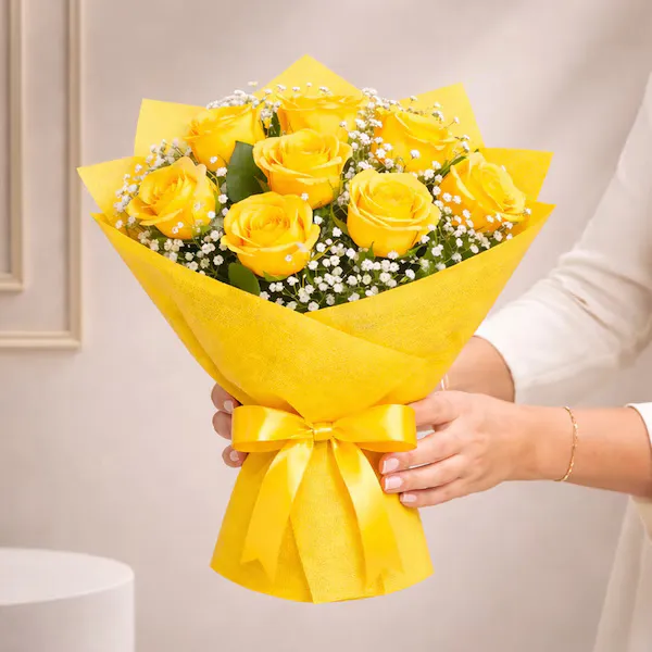 pure 8 yellow roses bouquet pure 8 yellow roses bouquet