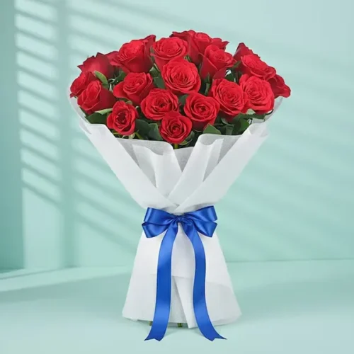 15 red roses bouquet
