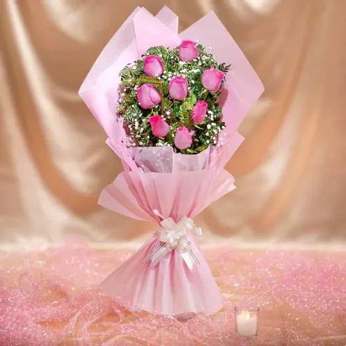 beauty 8 pink roses bouquet