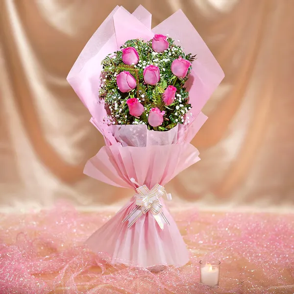 beauty 8 pink roses bouquet beauty 8 pink roses bouquet