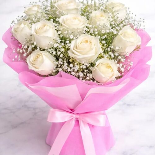 elegant white roses bouquet