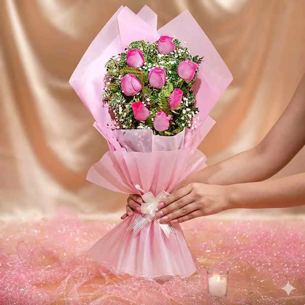 beauty 8 pink roses bouquet beauty 8 pink roses bouquet