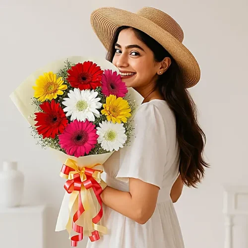mixed brilliance gerbera flower bouquet