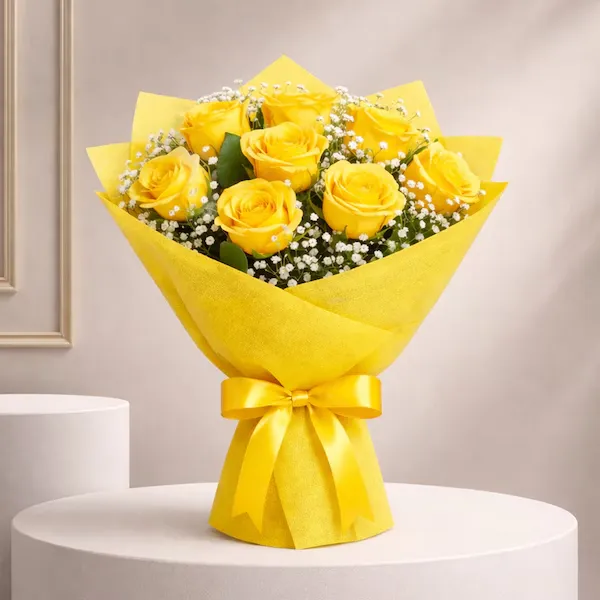 pure 8 yellow roses bouquet pure 8 yellow roses bouquet