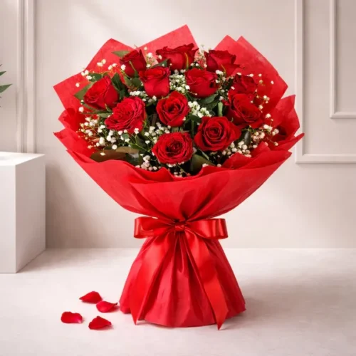 romantic bunch of red roses