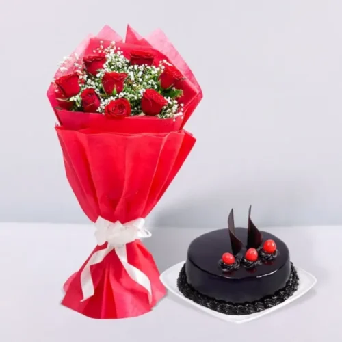 red roses & chocolate cake