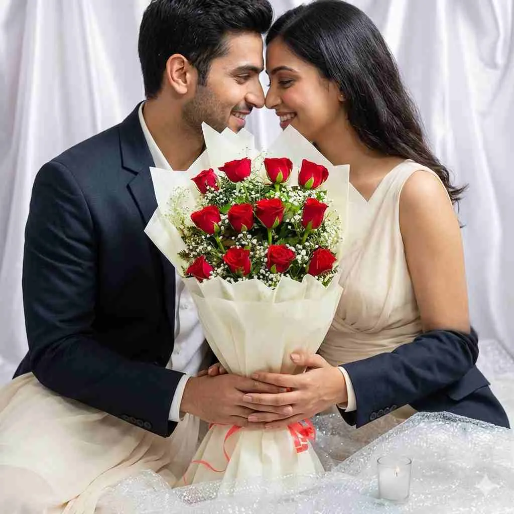 lovely 12 red roses bouquet lovely 12 red roses bouquet